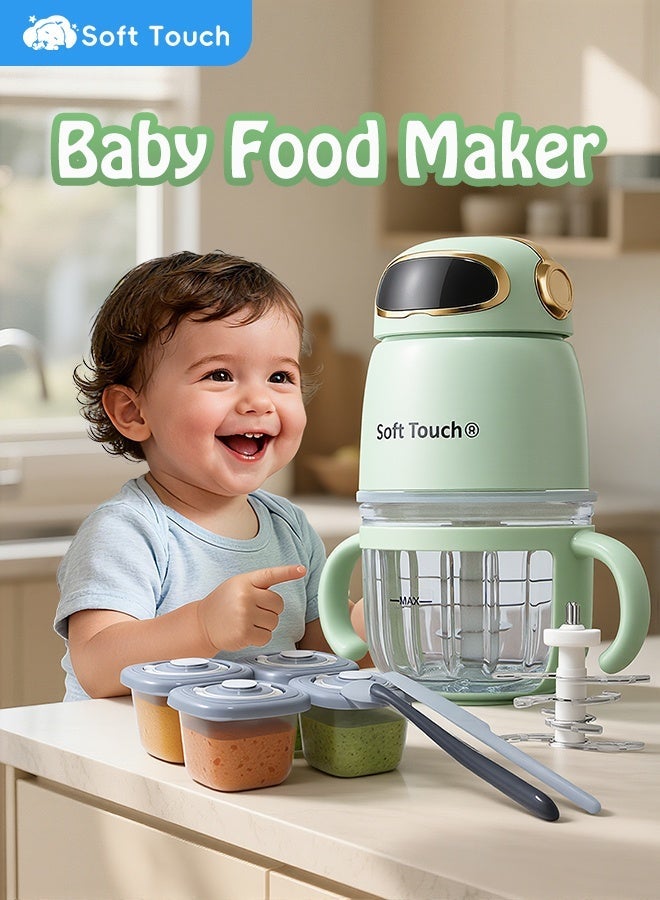 Soft Touch 300ml Portable Baby Food Maker, Baby Food Processor Set with 2 Blades, Baby Food Blender for Baby Puree, Fruit, Meat, Vegatable, Baby Food Storage Containers, Baby Feeding Essentials Gift - Image 2